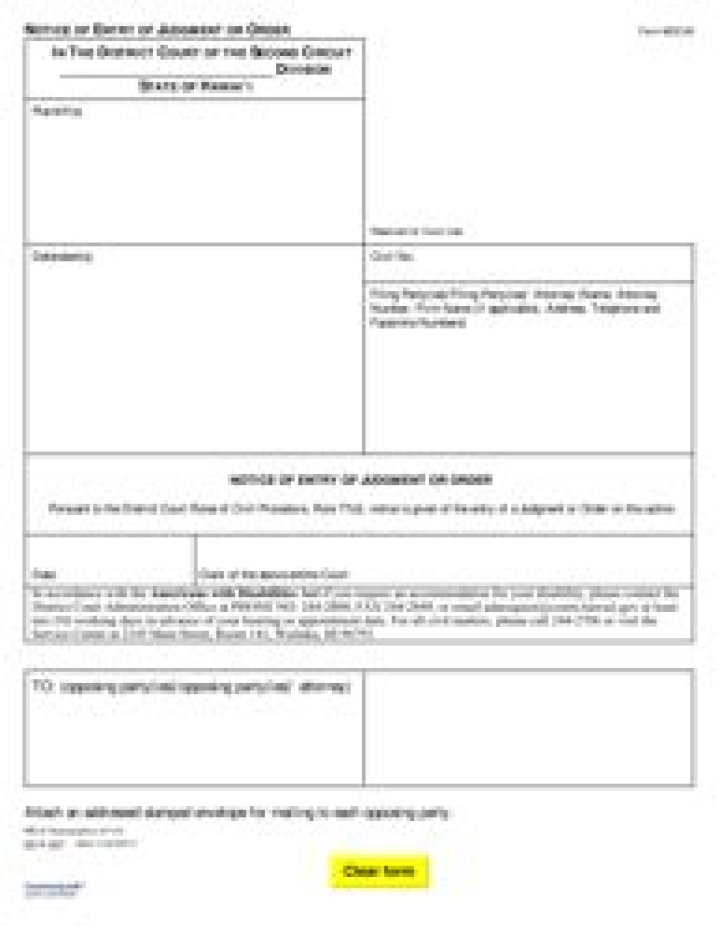 Entry Of Judgment Or Order