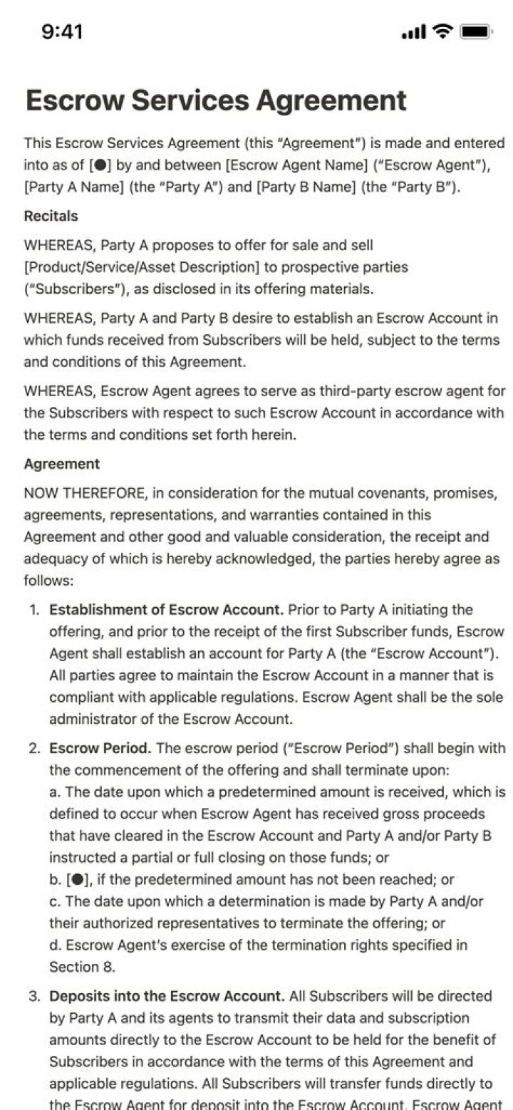 Escrow agreement - How To Discuss