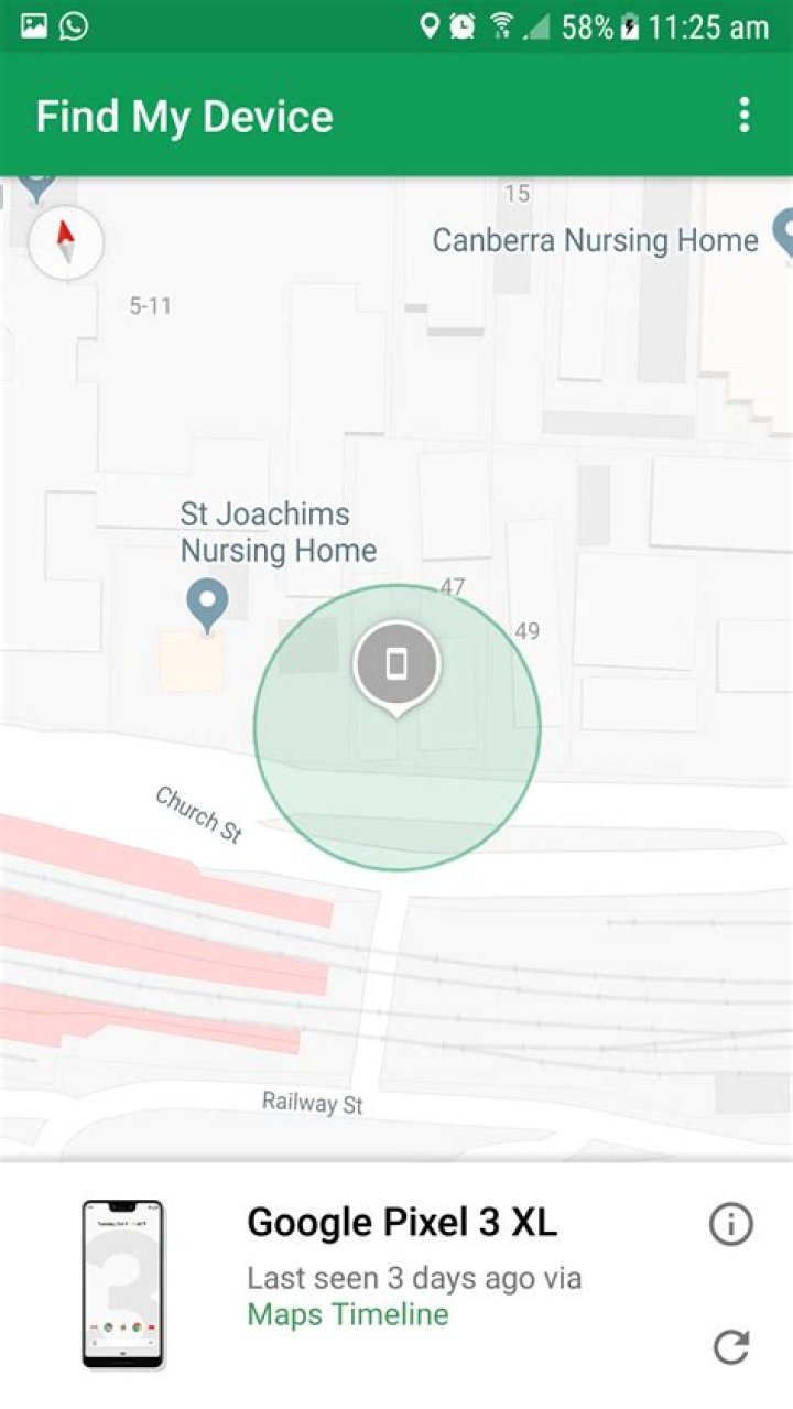 Find my device last seen