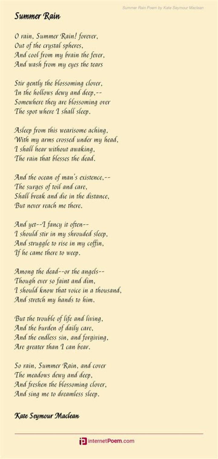 Summer Rain Poem John Foulcher